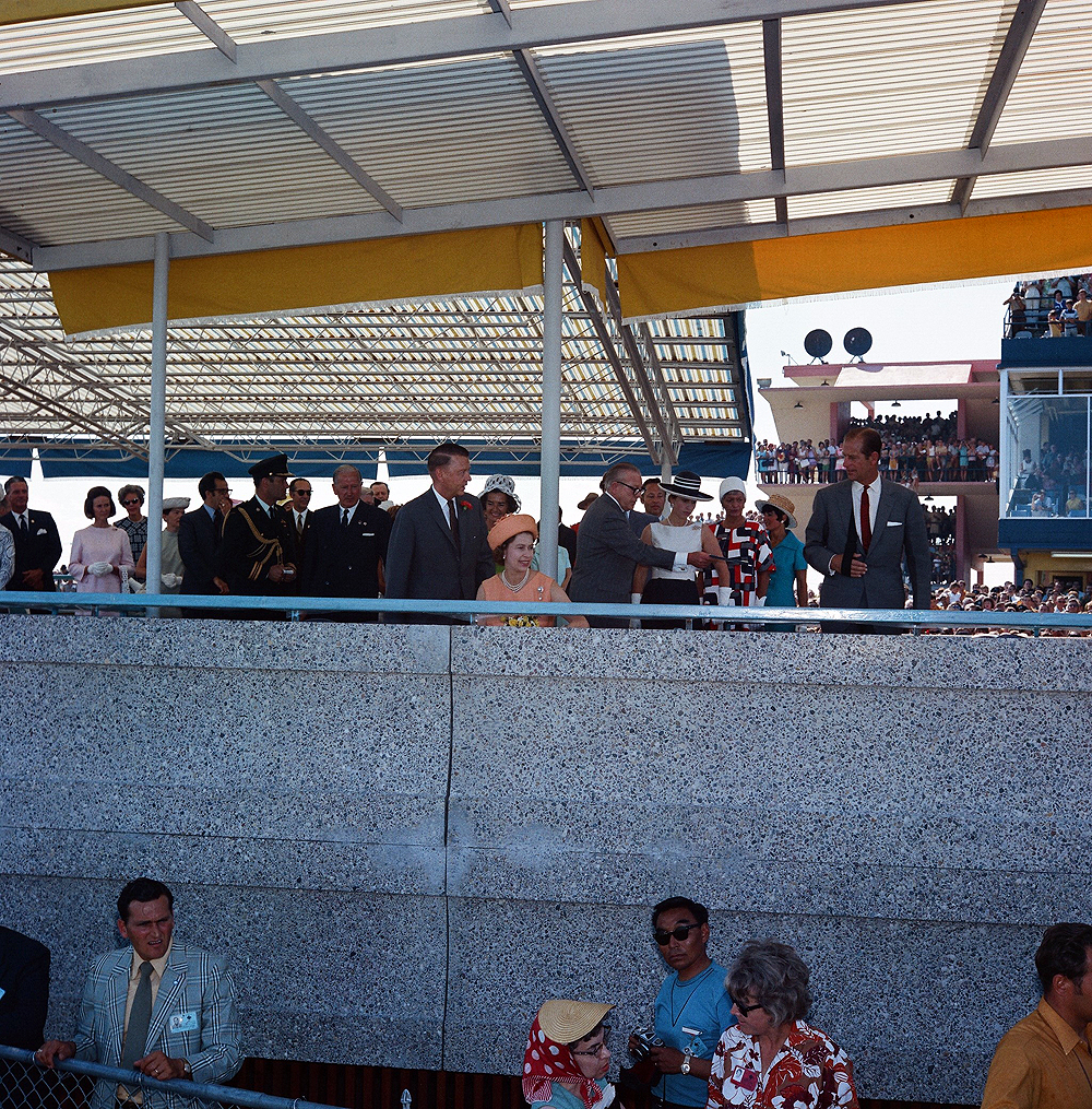The Royals watch the race from the viewing stand.