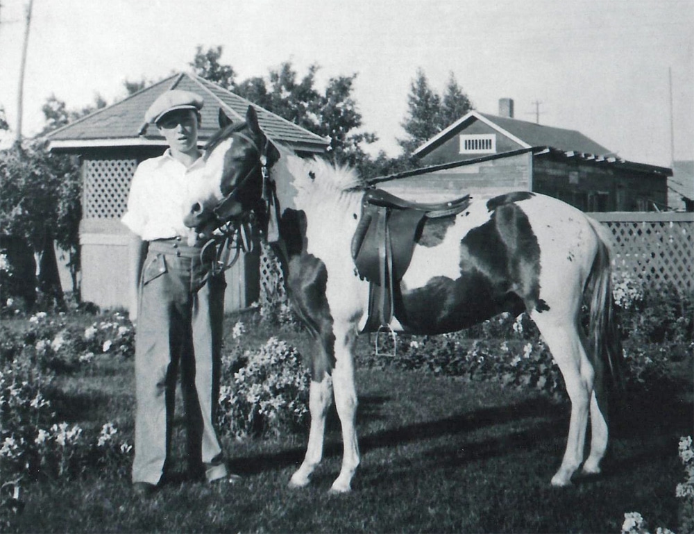 Young "Bert Blake with his pony, Danny Boy.