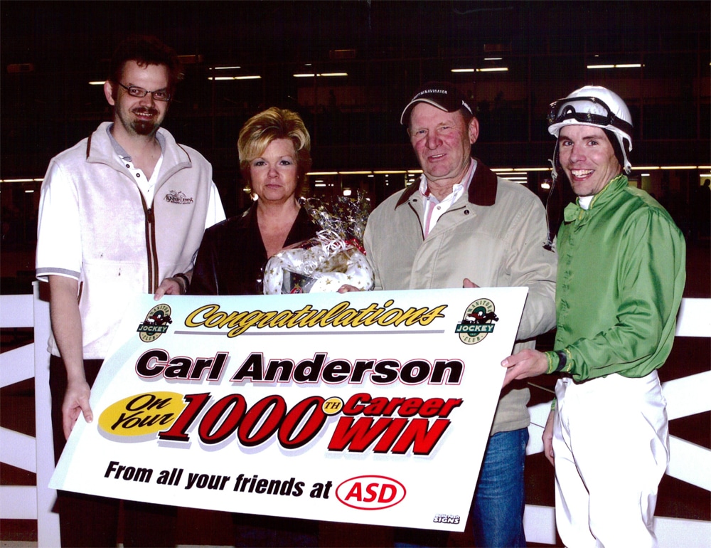 Carl Anderson celebrates 1,000 career wins.