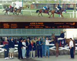 Addie's Pride wins the first race at Assiniboia Downs on May 6, 2000, the Don Gray Memorial Purse.