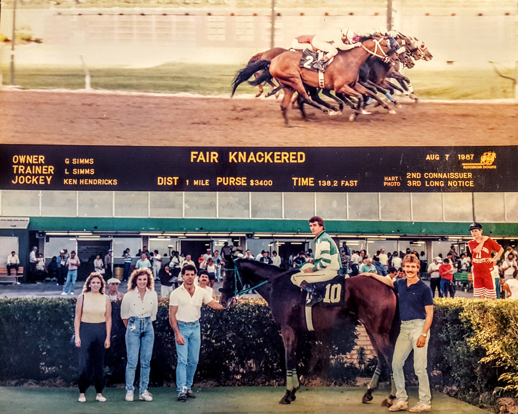 The ultimate blanket finish. Five horses! August 7, 1987.