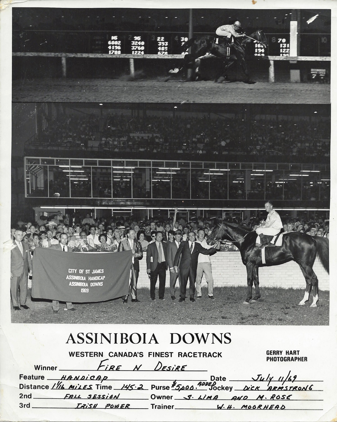 Fire N Desire wins the St. James-Assiniboia Handicap. July 11, 1969.