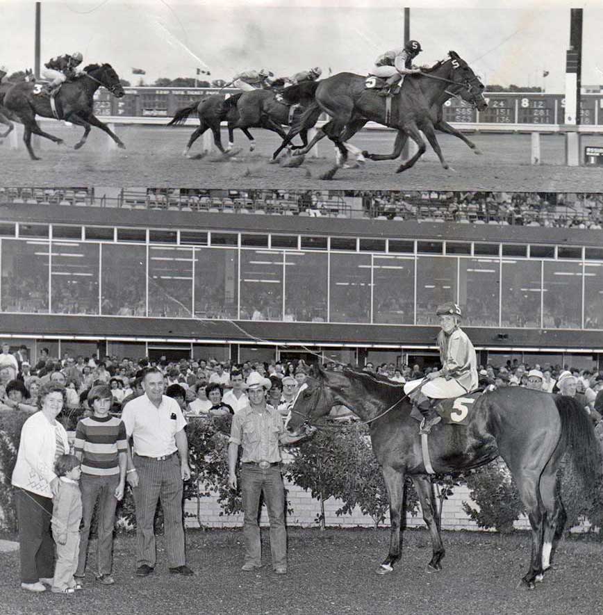 Joan Phipps first win. Thistle Dawn, trained by Marvin Werre. July 7, 1972.