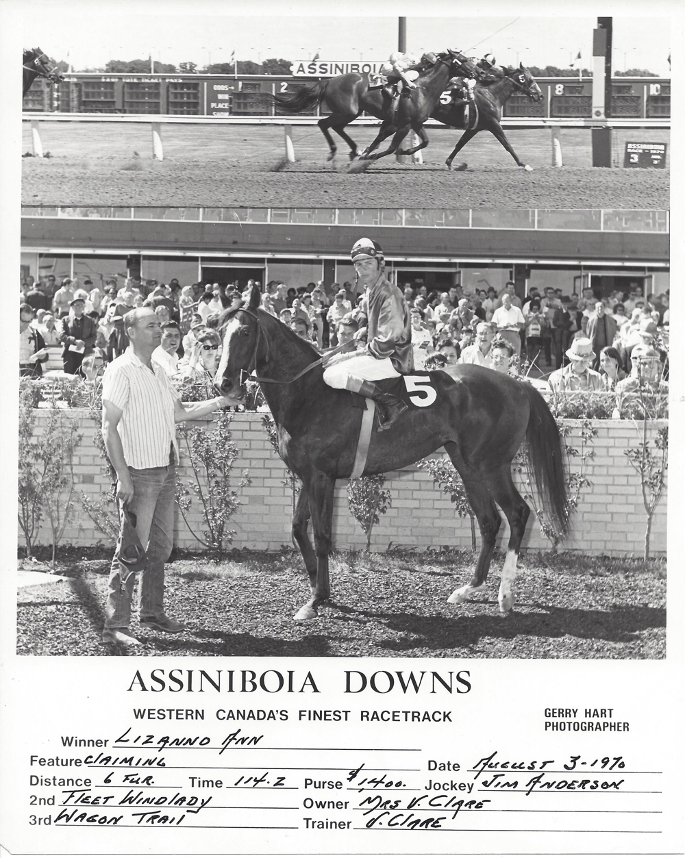 The Clare's first winner. Lizanno Ann. August 3, 1970