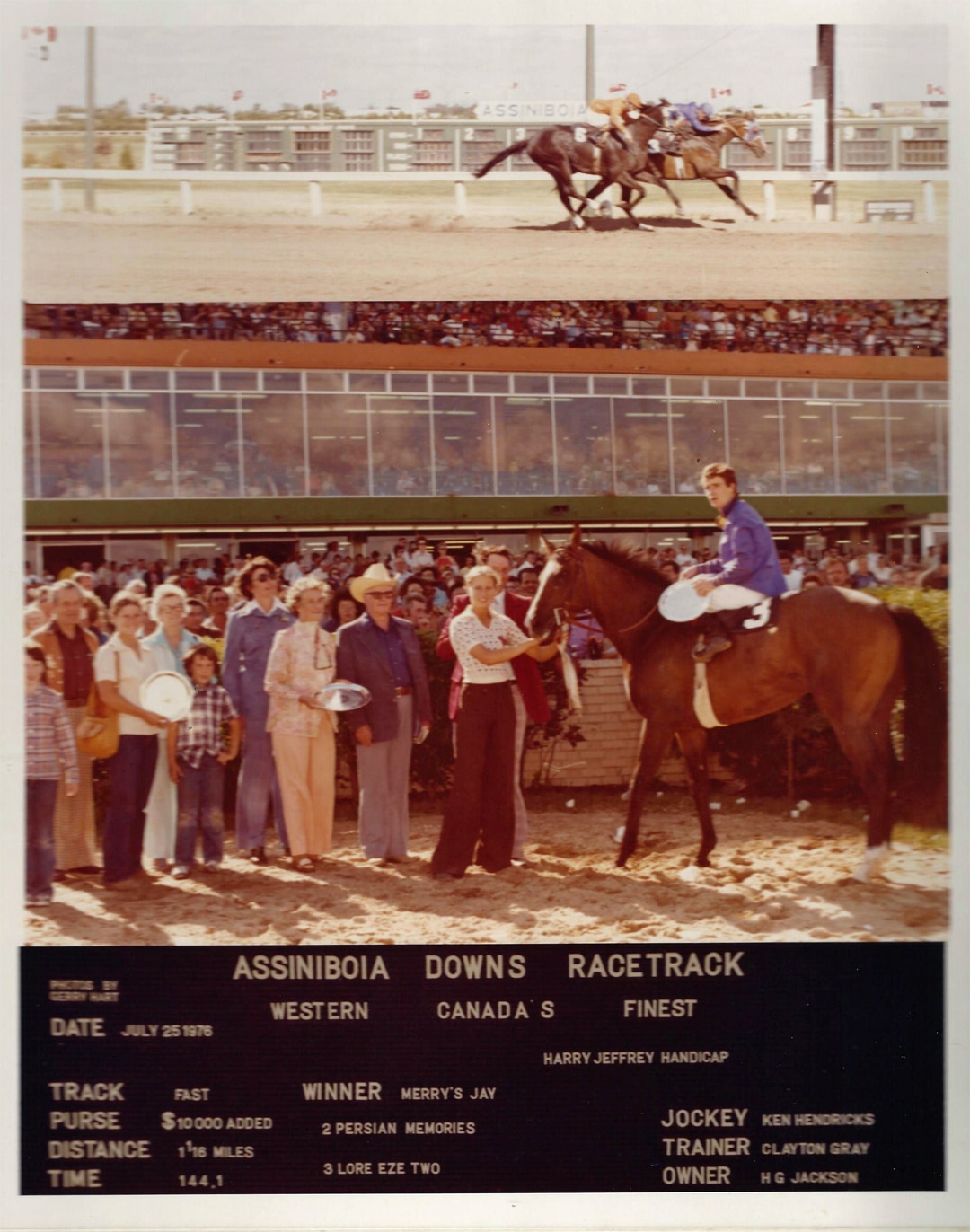 Merry's Jay wins Harry Jeffrey Handicap. July 25, 1976.