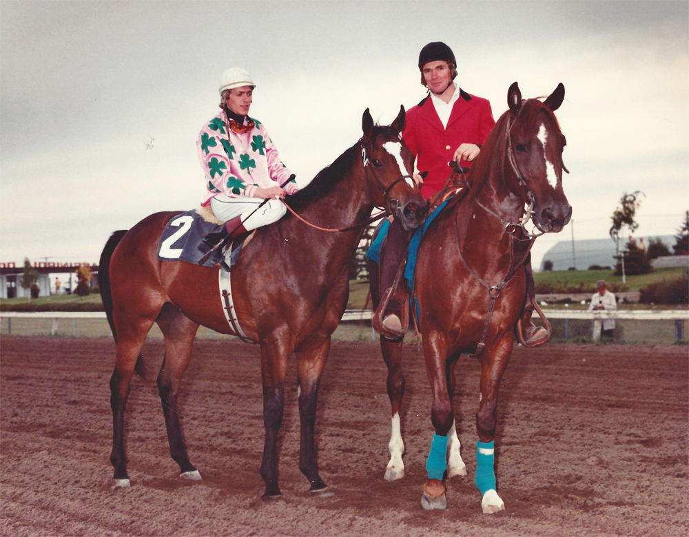 Irwin Diedger aboard champion One and Only at Assiniboia Downs in 1982.