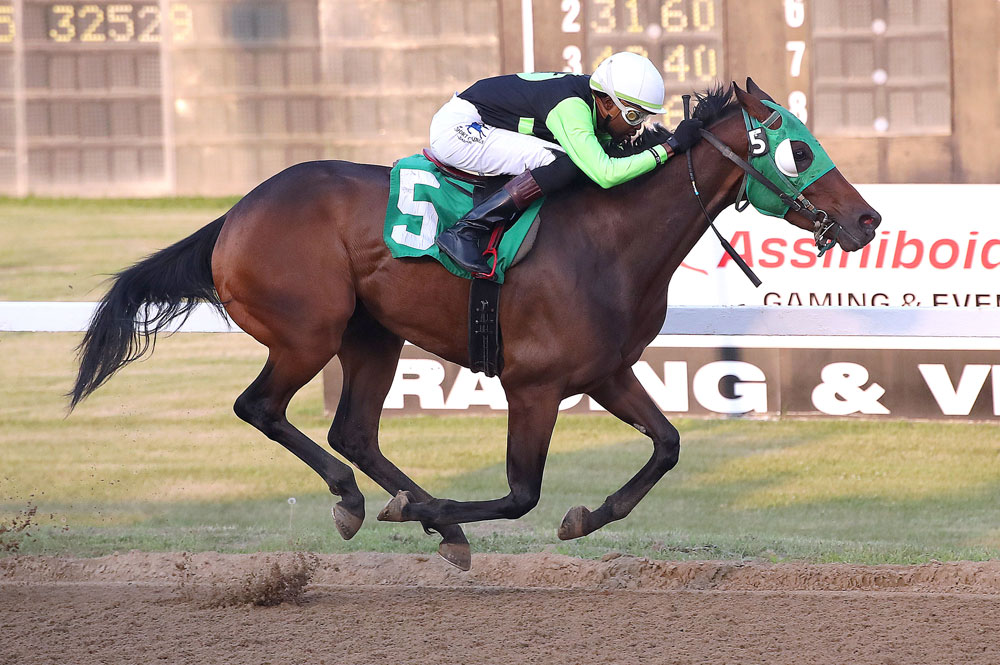 BetterlucknexttimeFrankArnason1k Betterlucknexttime and Antonio Whitehall win the Frank Arnason Memorial Sire Stakes at ASD on Wednesday. (Jason Halsted / Assiniboia Photo)